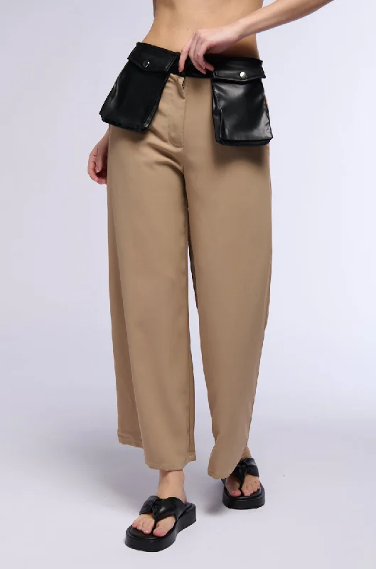 women's relaxed-fit pantsCOURTNEY CONTRAST PU POCKET TROUSERS