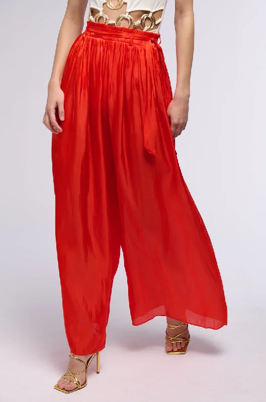 women's straight-leg pantsSTAY A WHILE ORGANZA PALAZZO PANTS