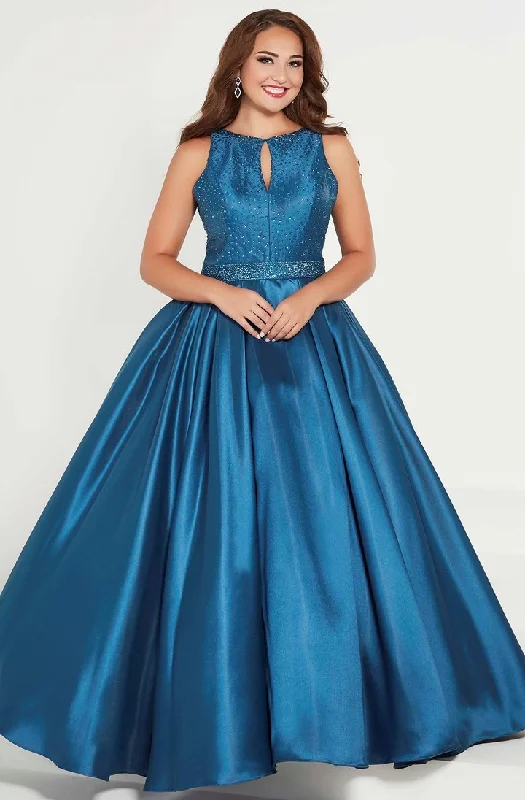 Formal Dress for Polo MatchesTiffany Designs - 16386 Rhinestone-Ornate Halter Mikado Ballgown