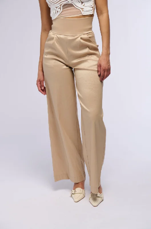 women's ankle-length pantsBIG BOOTY HIGH WAIST WIDE LEG TROUSER IN TAUPE