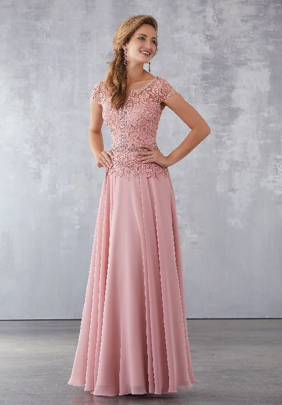 Formal Dress for Costume BallsMGNY By Mori Lee - Embellished Lace Bodice Chiffon Gown 71702