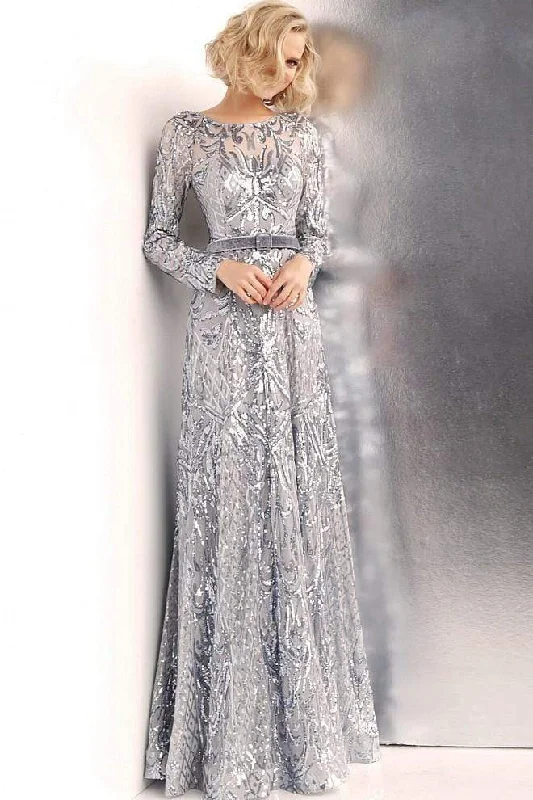 Formal Dress for GraduationsJVN by Jovani - Embellished Bateau Long Sleeves Gown JVN62711SC