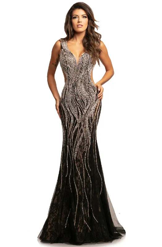 Formal Dress for Civil CeremoniesJohnathan Kayne - Embellished Cutout Trumpet Gown 2041SC