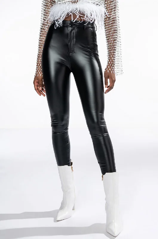 women's sophisticated pantsTE QUIERO HIGH RISE FAUX LEATHER SKINNY PANTS WITH 4 WAY STRETCH