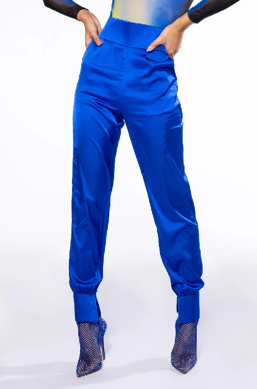 women's wool pantsSTARS IN THE SKY RHINESTONE SATIN PANTS