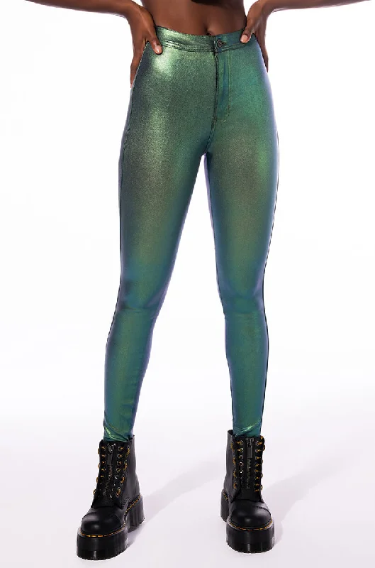 women's leggingsBORN TO SHINE METALLIC SKINNY PANTS