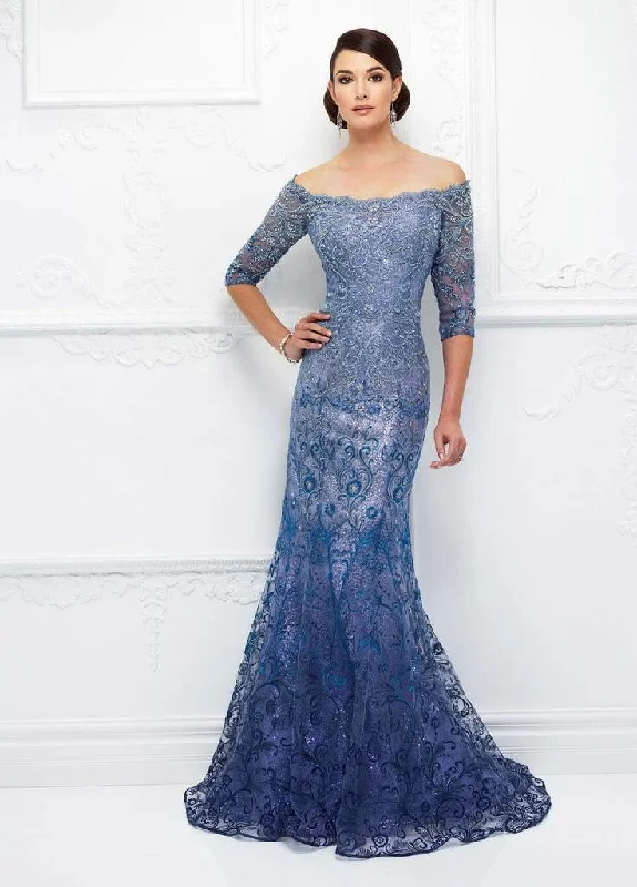 Formal Dress for Bohemian ThemesIvonne D for Mon Cheri - 118D07W Ombre Sequined Off Shoulder Tulle Lace Gown