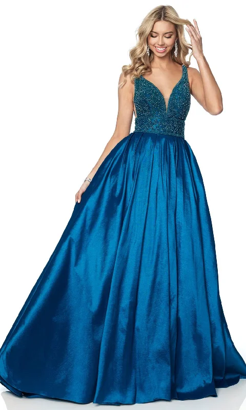 Classic Formal Dress StylesPink by Blush - 5836SC Beaded Stretch Taffeta Gown