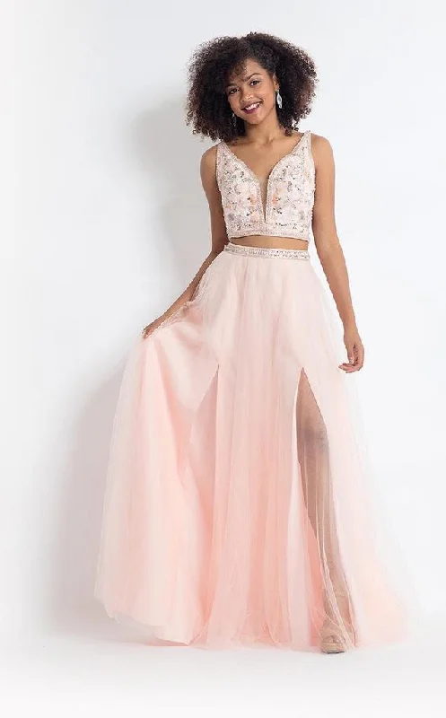 Formal Dress for Vintage ThemesRachel Allan - 6118 Strappy Open Back Beaded Top Tulle Gown - 1 pc Blush In Size 0 Available