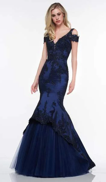 Formal Dress for Winter WeddingsColors Dress - Bead Embellished V-Neck Trumpet Gown G838 - 1 pc Navy In Size 10 Available