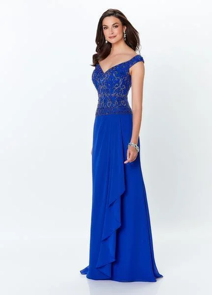 Formal Dress for DebutantesMontage by Mon Cheri - Portrait Neckline Beaded Gown 119944 - 1 pc Royal Blue In Size 10 Available