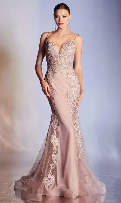 Formal Dress Shopping GuidesCinderella Divine - CD945SC Embroidered Detailed Sheath Gown