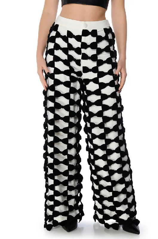 women's low-rise pantsOPAL ALL OVER BOW DETAIL WIDE LEG PANT