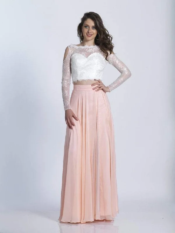 Formal Dress for QuinceañerasDave & Johnny Two-Piece Long Sleeve Illusion Lace Gown 3472 - 1 pc Black in Size 8 Available