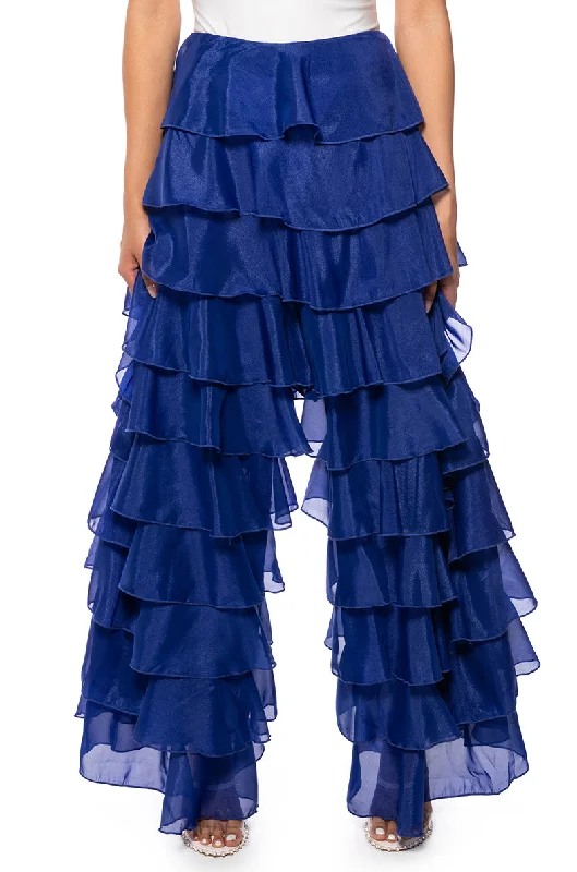 women's ripped pantsEXPRESS YOURSELF RUFFLE PANTS IN ROYAL BLUE