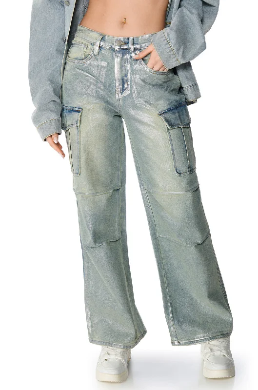 women's dress pantsODIN METALLIC DENIM CARGO PANT