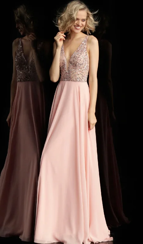 Formal Dress for Bohemian ThemesJovani - JVN60467 Fully Embellished Illusion Bodice A-line Gown