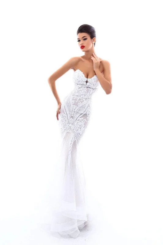 Formal Dress for Fashion WeeksTarik Ediz Sexy Strapless Embellished Trumpet Gown 50323