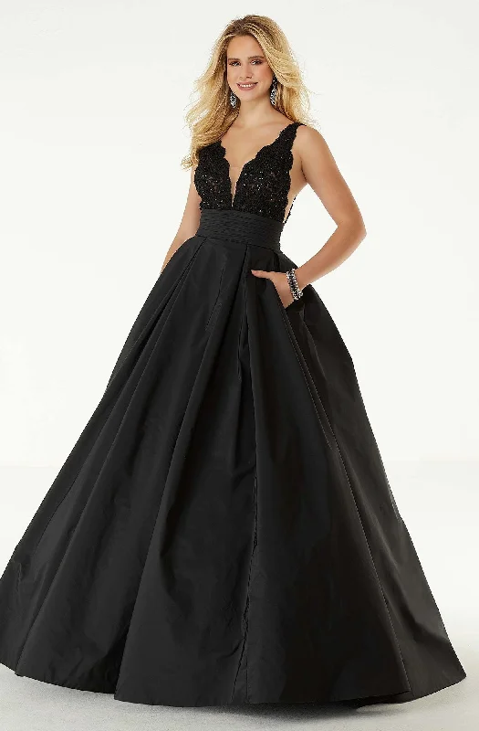 Formal Dress for Theme Park EventsMori Lee - Beaded Plunging V Neck Ballgown 45080