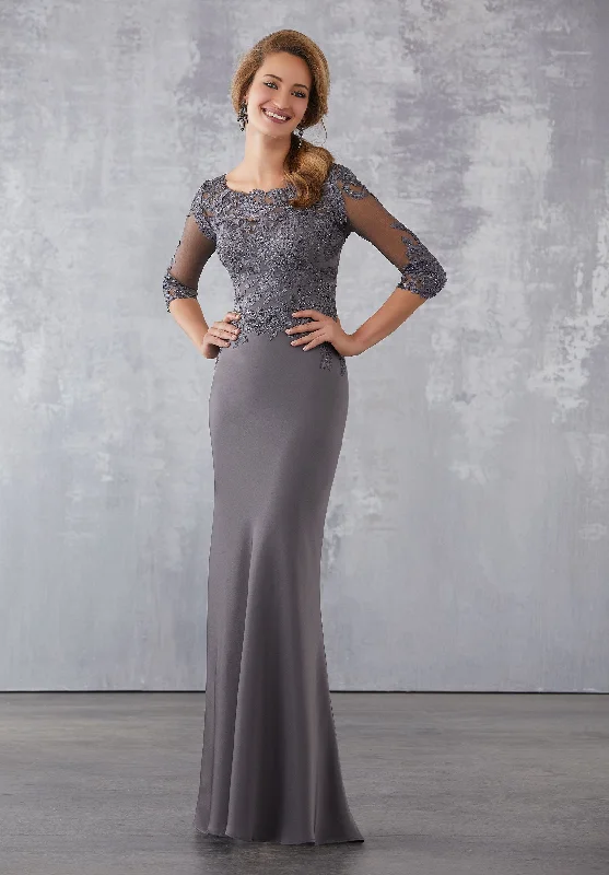 Formal Dress for New Year's EveMGNY By Mori Lee - Beaded Adorned Illusion Bodice Sheath Gown 71721