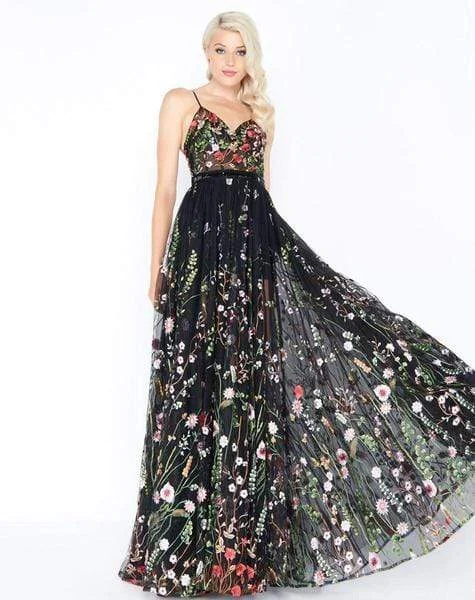 Formal Dress for Black-Tie Optional EventsMac Duggal - Sheer Sweetheart Floral Embroidered A-Line Gown 62989M - 1 pc Black Multi in Size 6 Available