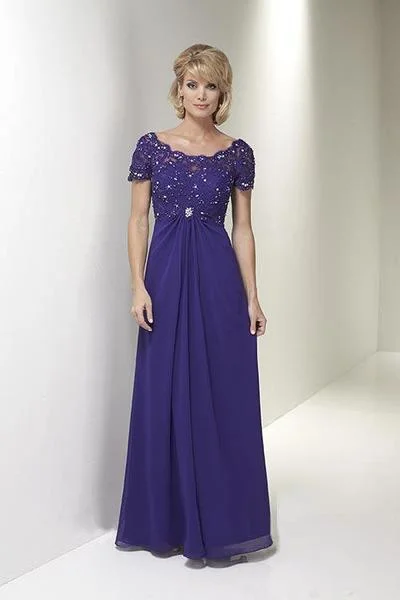 Formal Dress for Costume BallsChristina Wu Elegance - Short Sleeve Jeweled Lace Draped Gown 17769