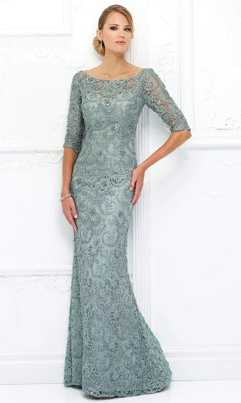 Formal Dress for Opera NightsIvonne D for Mon Cheri - Quarter Sleeve Beaded Lace Sheath Gown 118D06