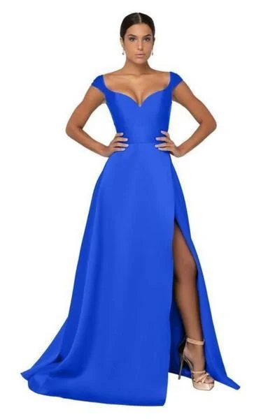 Formal Dress for WeddingsTerani Couture - Deep V-Neck Mock Wrap High Slit Gown 1911P8153