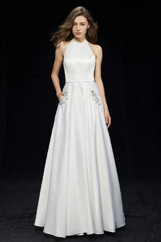 Formal Dress for Religious CeremoniesAngela & Alison High Halter Neckline A-line Gown 81149 - 1 pc Ivory in Size 8 Available