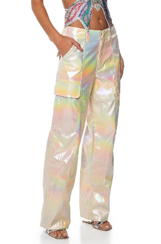 women's convertible pantsSUPER ASTRONOMICAL WIDE LEG IRIDESCENT CARGO PANT