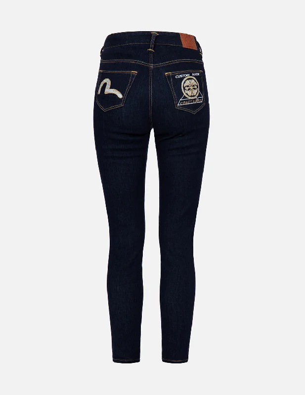 women's slim-fit denim jeansBrocade Seagull and Kamon Appliqué Skinny Jeans