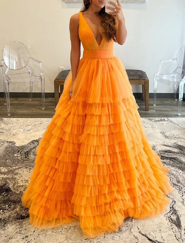 short party dressesBall Gown Evening Gown Elegant Dress Quinceanera Birthday Floor Length Sleeveless V Neck Tulle with Pleats