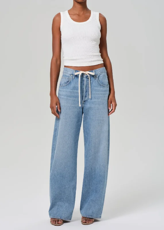 women's mom jeans denimBrynn Drawstring Trouser in Blue Lace