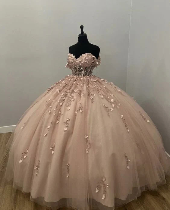 bachelor party dresses (for women)Light Pink Applique Ball Gown Prom Dress Evening Formal Dress MD7732