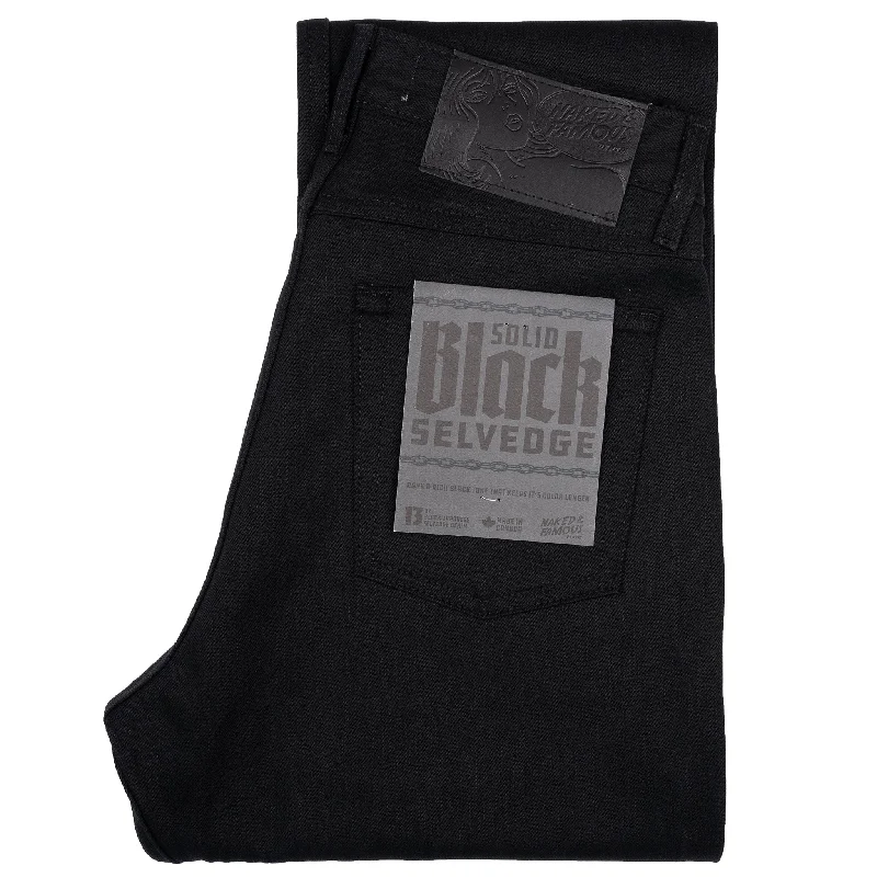 women's denim jeans with patchesTrue Guy - Solid Black Selvedge