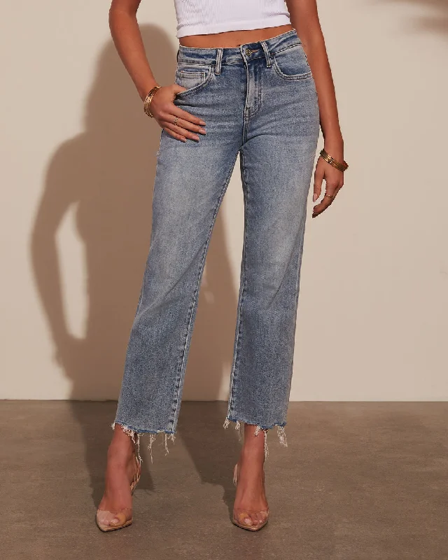 women's denim jeans with fake pocketsDeep Trance Cropped Straight Leg Jeans