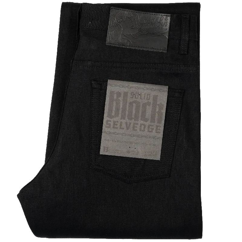 women's denim jeans with patchesGroovy Guy - Solid Black Selvedge