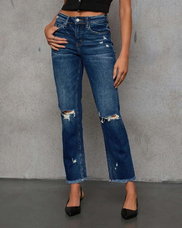 women's denim jeans with zippersTinslee Cropped Straight Leg Jeans