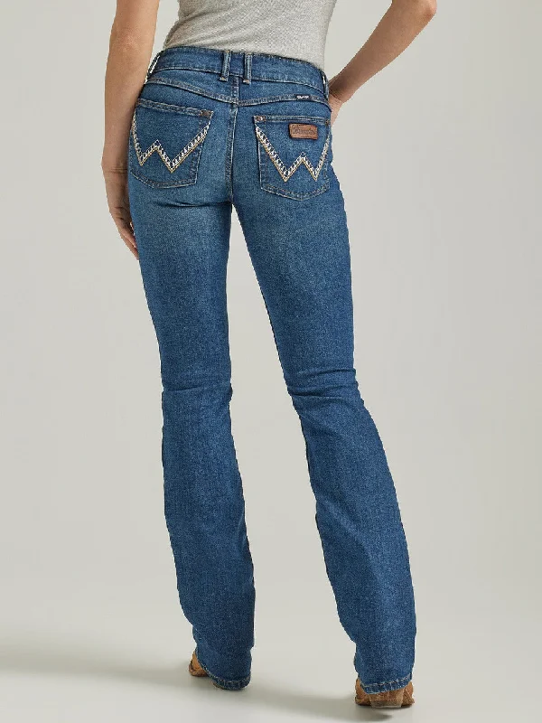 women's denim jeans with stretch fabricWrangler Retro Mae Mid Rise Jean