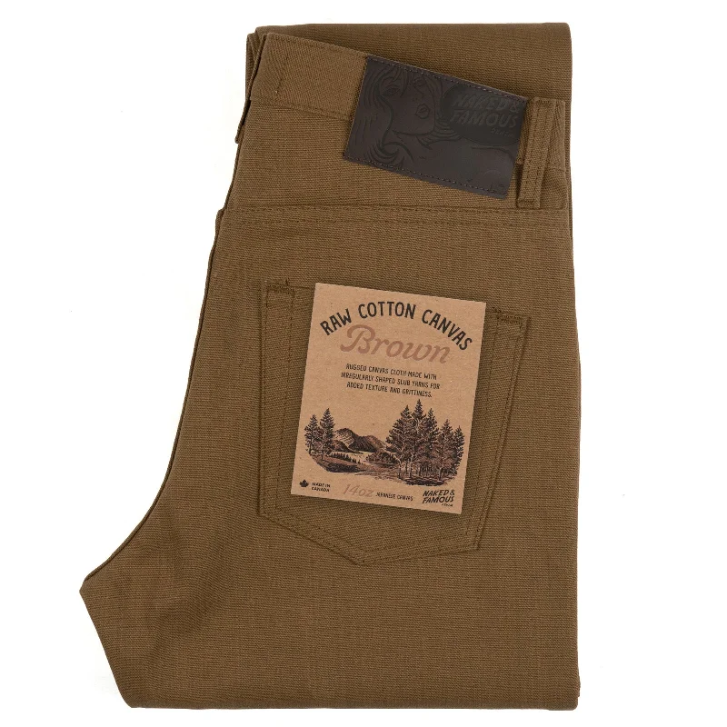 women's denim jeans for workoutsEasy Guy - Raw Cotton Canvas - Brown