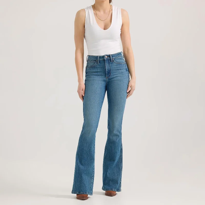 women's white denim jeansWrangler Retro Bailey Flare High Rise  Jean