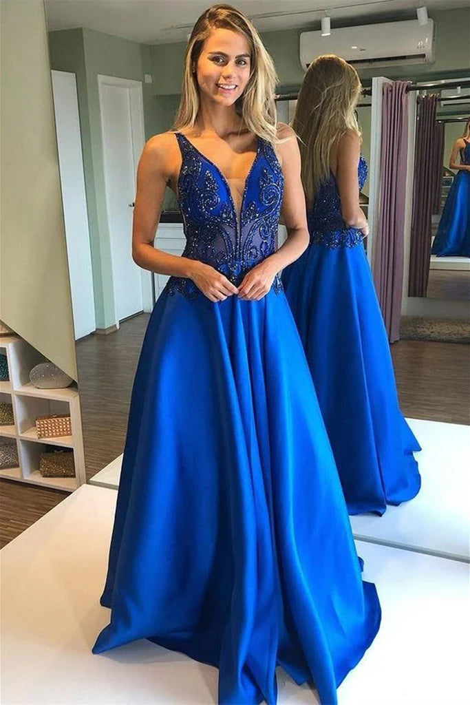 maxi party dressesDingJiDress Prom Dresses Beading Real Made V Neck Satin Long Evening Dresses