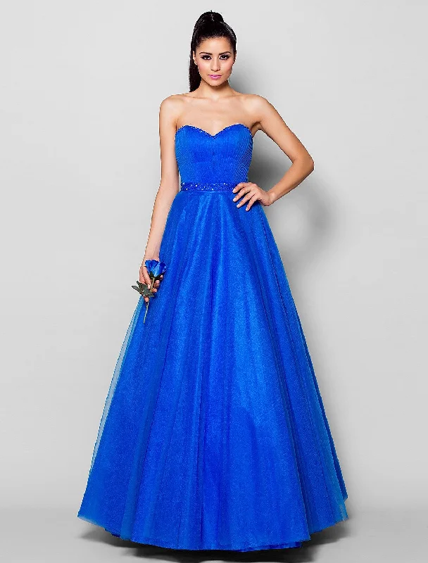 bodycon party dressesLace Up Dress Formal Evening Floor Length Sleeveless Tulle Beading