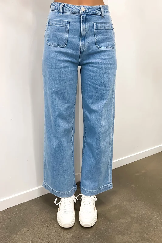 women's denim jeans for apple-shaped bodiesSarah Wide Leg Jean Light Blue