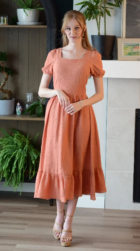 lightweight chiffon midi dressesVillanelle Dress | Peach Midi Dress