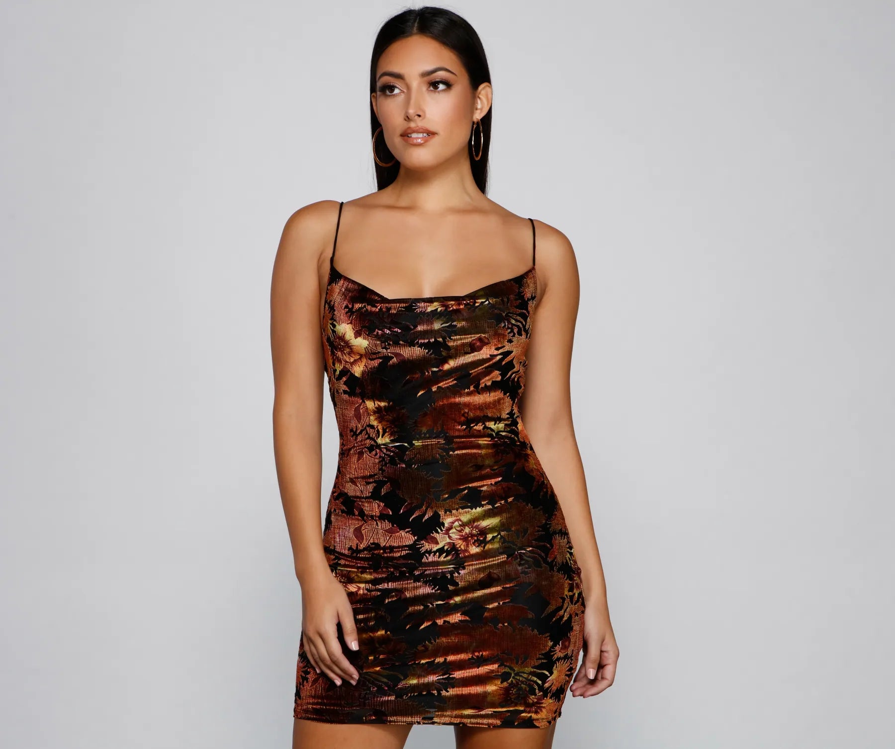 affordable and stylish Mimi dresses for budget-conscious shoppersFalling For You Velvet Burnout Mini Dress