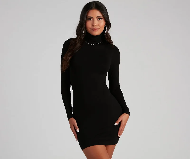 midi lace Mimi dresses for a romantic touchBack To Basics Turtleneck Mini Dress