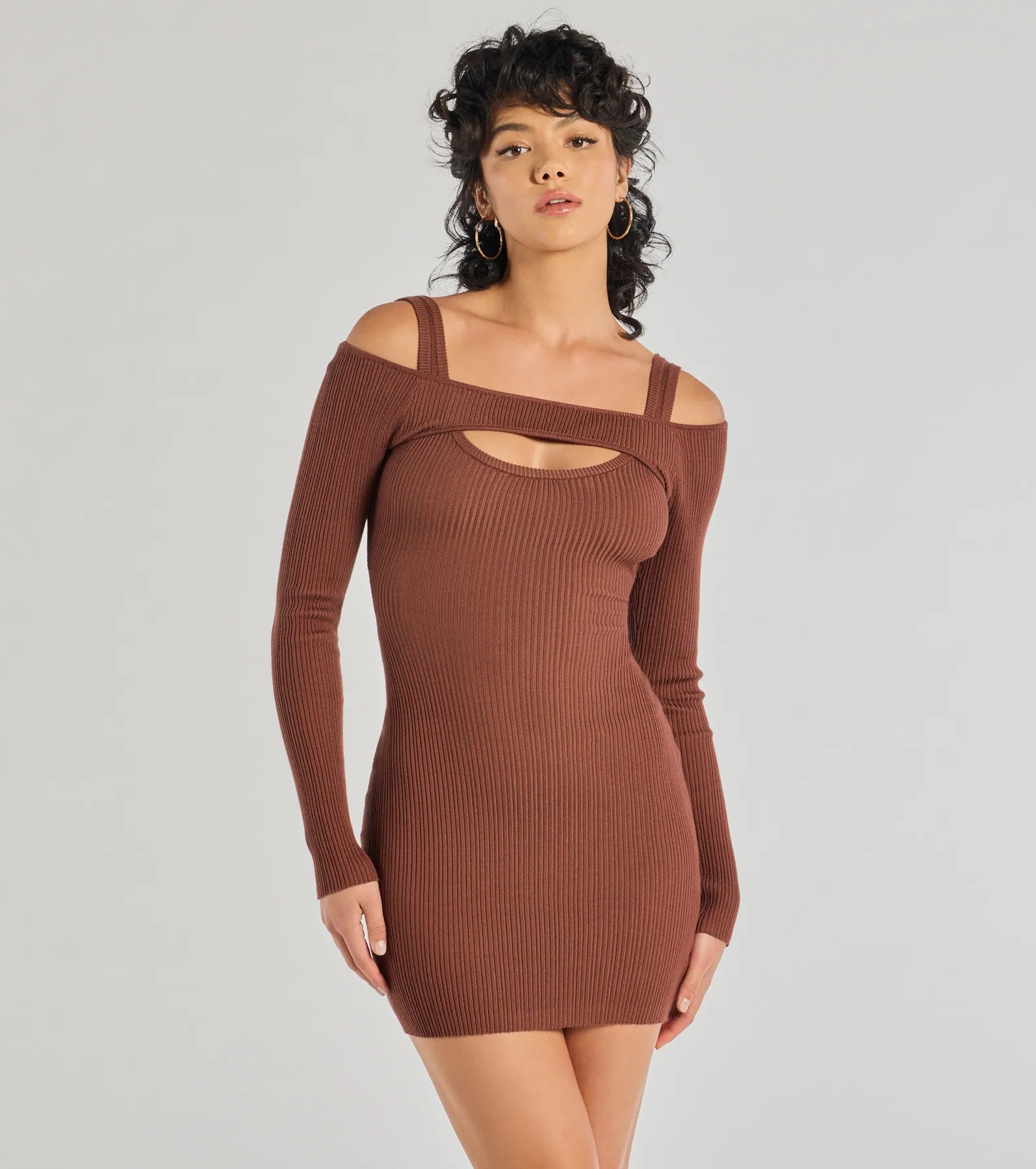 casual Mimi dresses onlineEffortless Vibe Ribbed Knit Long Sleeve Mini Dress