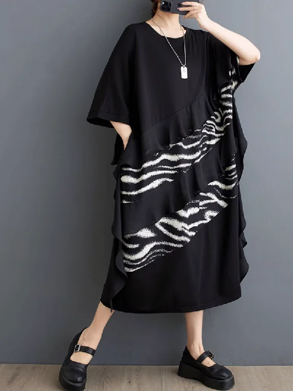 casual everyday midi dressesWomen's  Relaxed Fit Summer Casual Printed Midi Length Dress