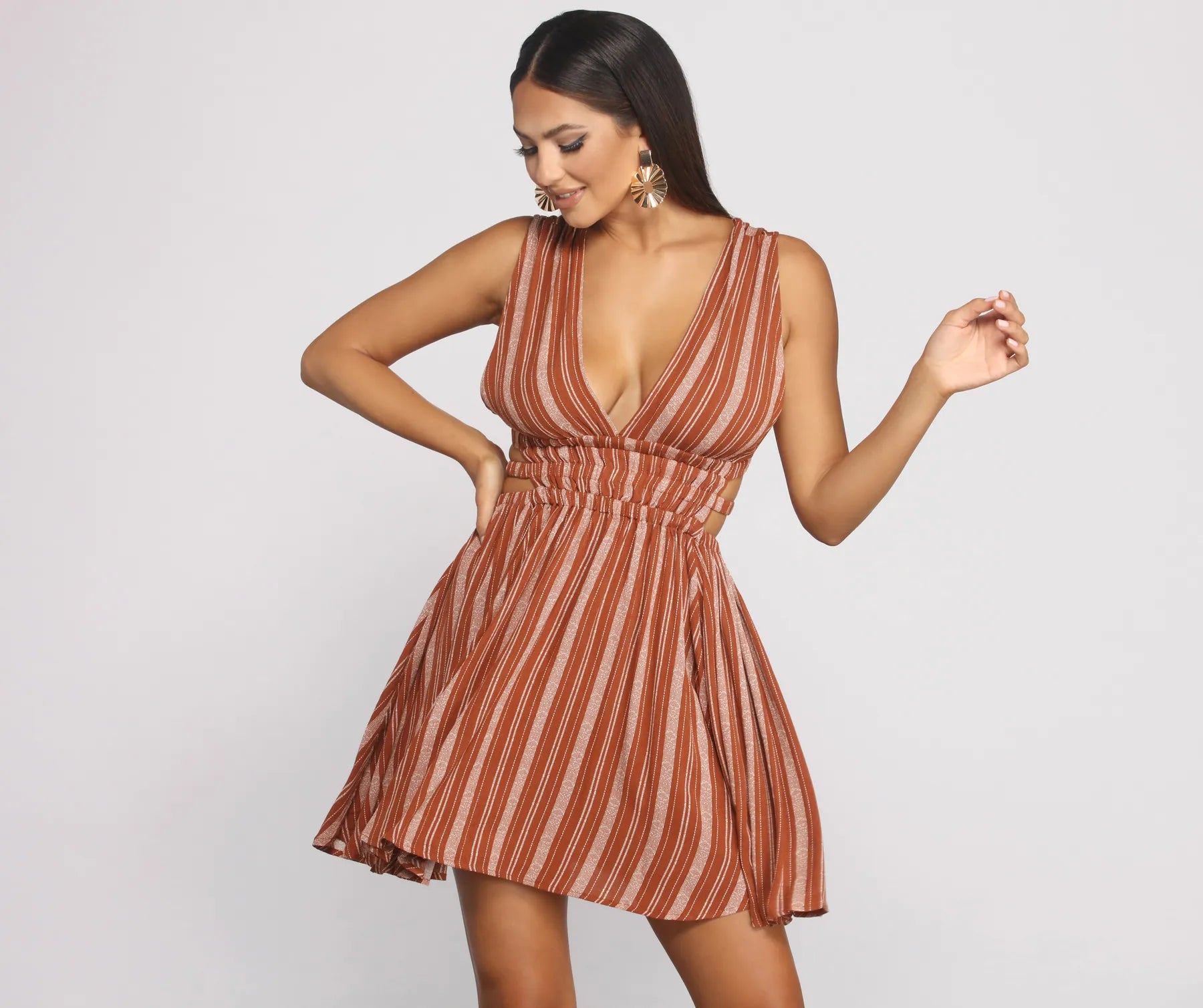 formal Mimi dresses for eventsSeason of Stripes Cutout Gauze Mini Dress